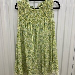 Free People Green and Cream Patterned Top